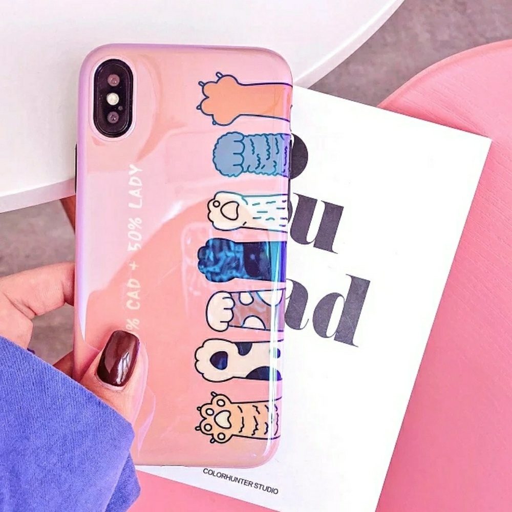 iPhone XS/X/7/8/+❤️️pink cartoon cat phone case